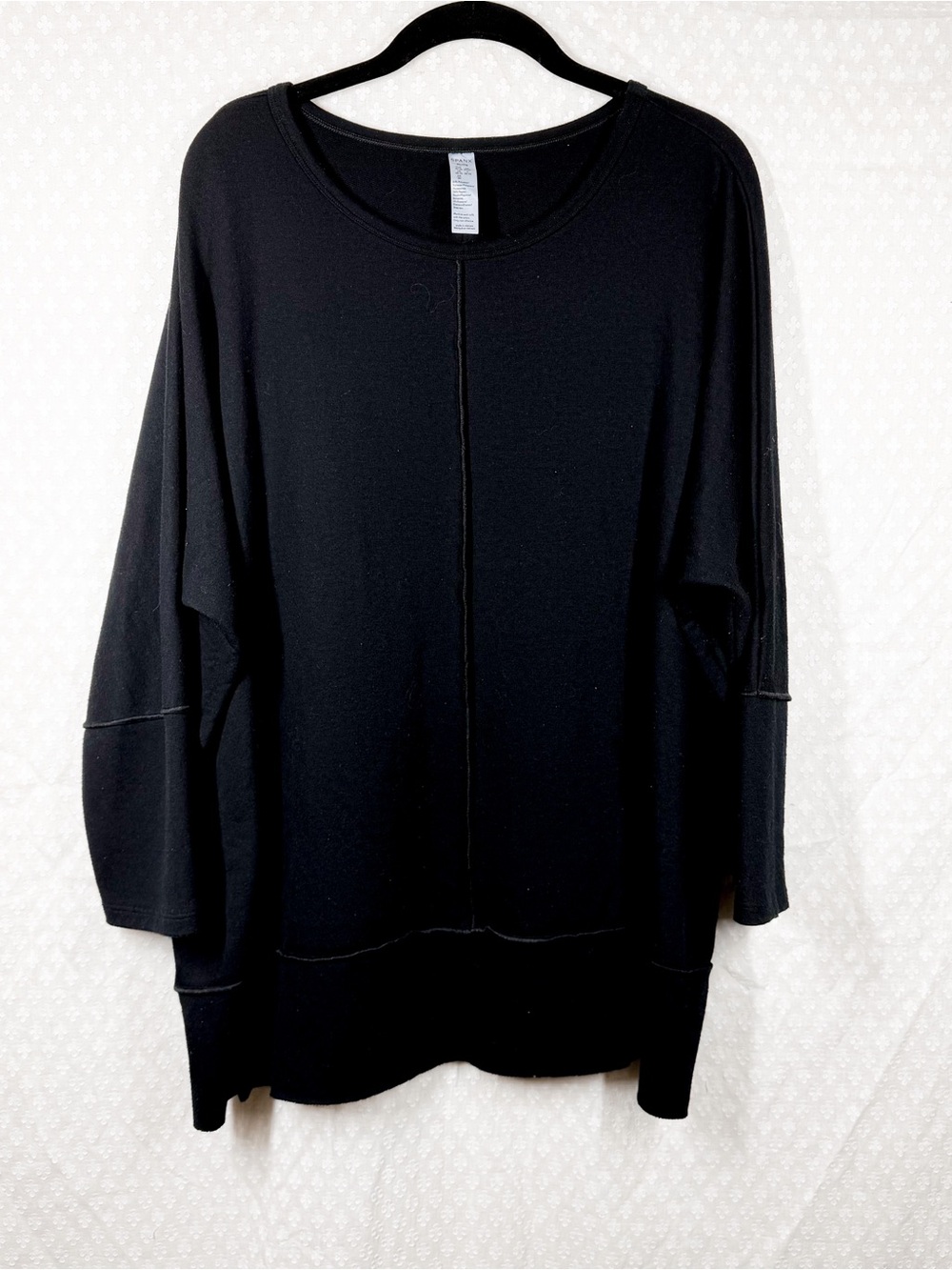 Spanx Black Round Neck Long Sleeve Tunic Top